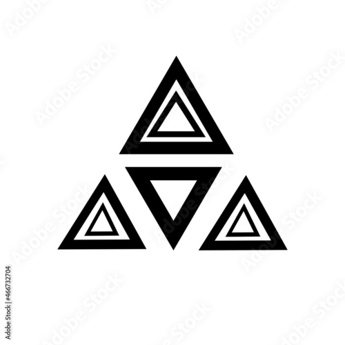 triangle forming arrow or pyramid line art vector icon for app and website geometric background