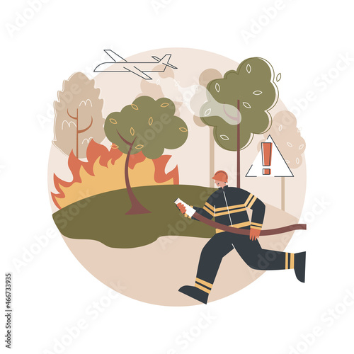 Prevention of wildfire abstract concept vector illustration. Forest and grass fire, conflagration safety engineering, wildfire prevention, firefighting service, save wildlife abstract metaphor.