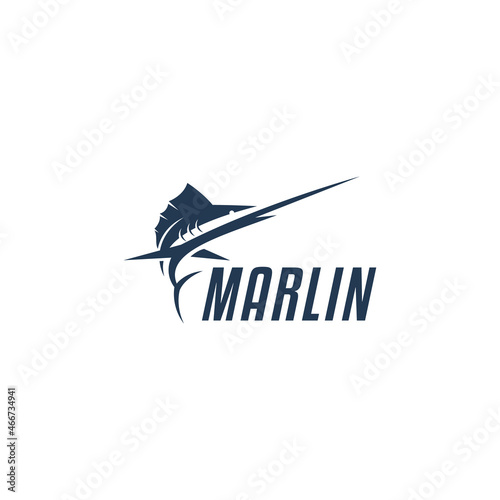 marlin fish vector logo design. logo template
