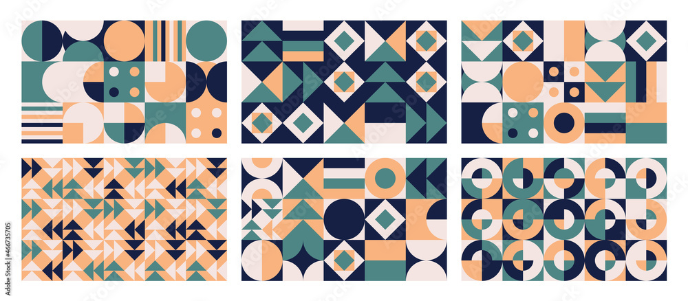 Set of fancy vector geometry seamless patterns
