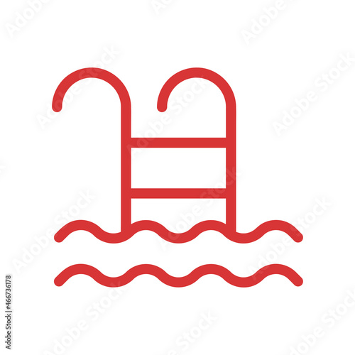 Swimming pool vector icon. Red symbol