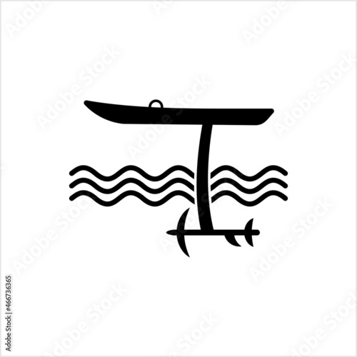 Hydrofoil Board Icon, Foilboard Icon, Surfboard With A Hydrofoil Attached Below