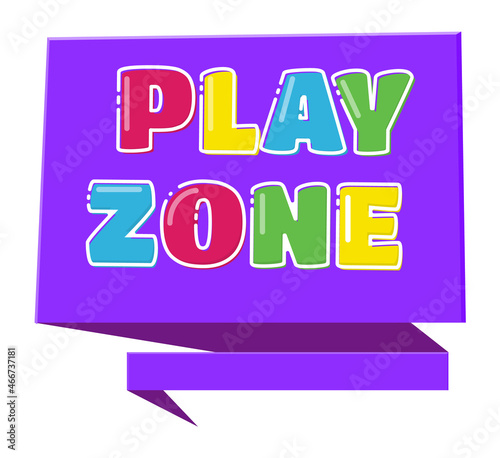 Play zone logo. Purple playroom sign. Kid area