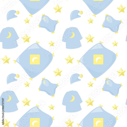 Seamless children's paternity. cute decor elements in delicate pink and blue colors. ,print for children's wallpaper, print background in books. Blanket, nightgown,pillow