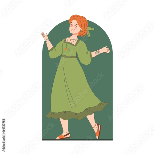 happy ginger woman in a dress boho outfits