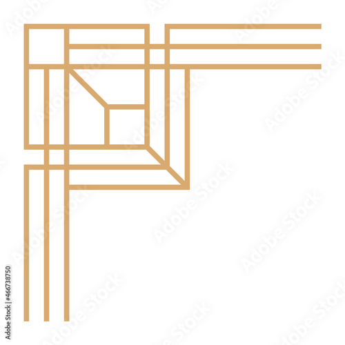 Art deco corner. Golden line border in geometric style