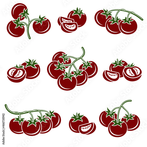 Tomato set. Collection icon tomato. Vector