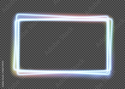 Neon glowing banner. Template isolated on transparent background.