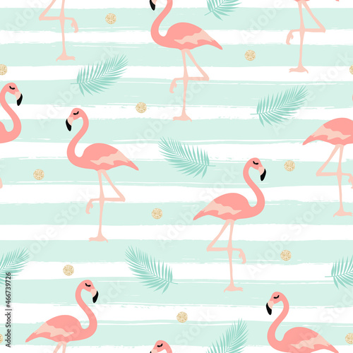 Tropical Seamless pattern with flamingo glitter design for background  wallpaper  clothing  wrapping  fabric batik  Vector illustration