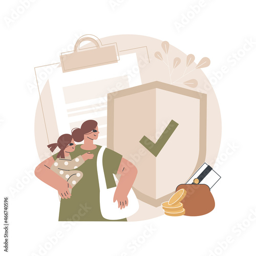 Parental allowance abstract concept vector illustration. Parental leave, home with child, seeking work, payment for mother, maternity capital, single mom, pocket money, alimony abstract metaphor.