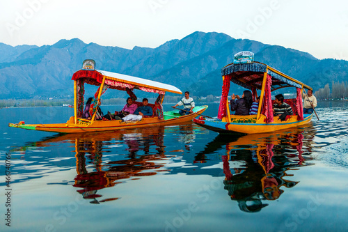 Shikara boat Dal lake, Srinagar, Jammu and Kashmir, India photo