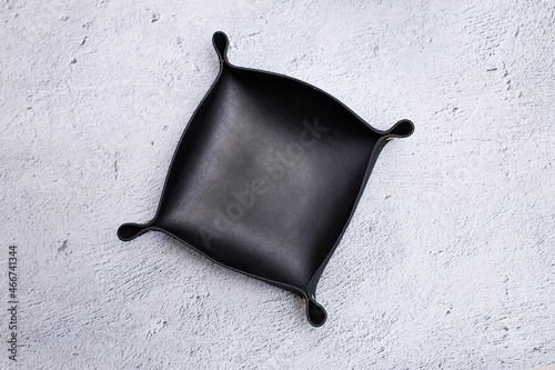 Products made of genuine leather. Tray for small items made of handmade leather. Products for sale made of genuine leather