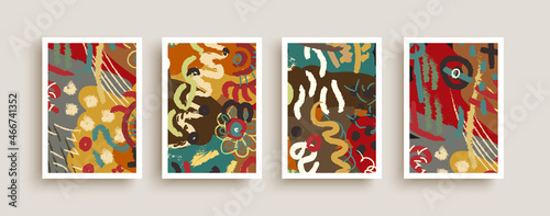 African tribal art abstract ethnic card set