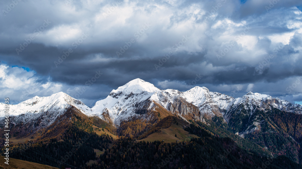 Monte Cavallo with the first autumn snow in high brembana valley