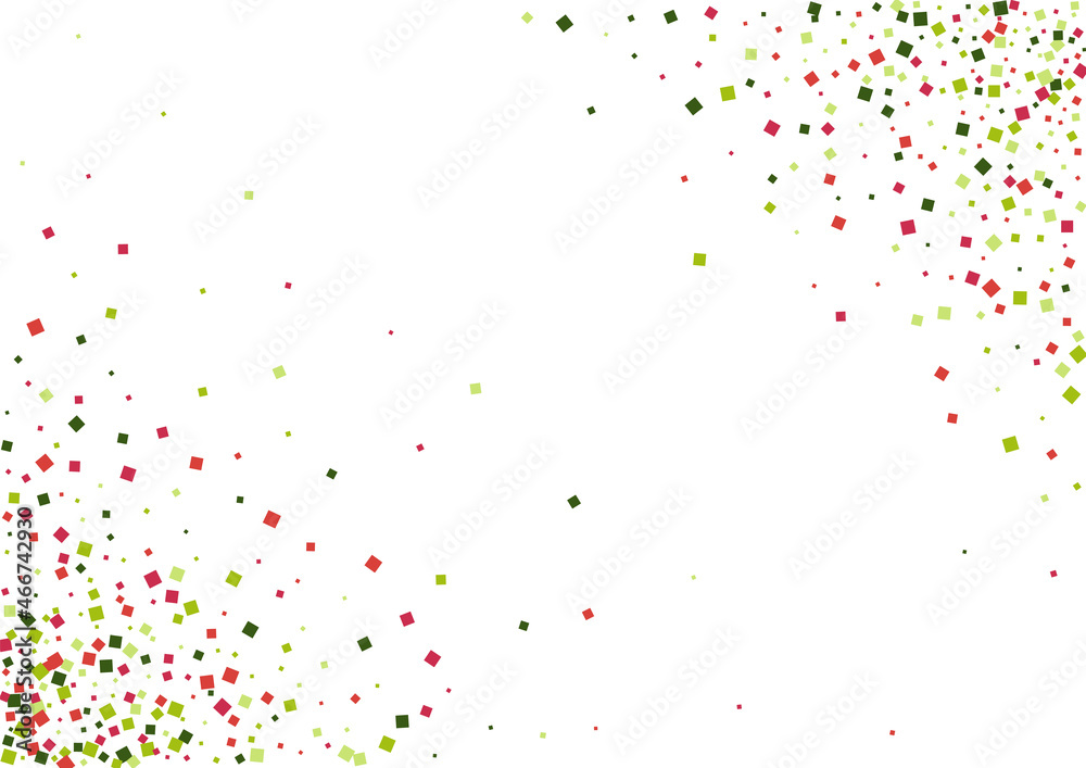 Geometric Green Graphic Illustration. Palette Dot Mosaic. Red Sparkle Confetti Wallpaper. Square Abstract Texture.