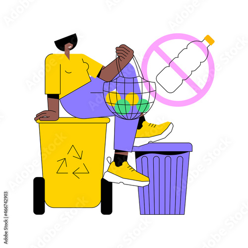 Zero waste technology abstract concept vector illustration. Waste free technology, environmental pollution, reuse reduce recycling, waste prevention, easy zero, plastic free abstract metaphor.