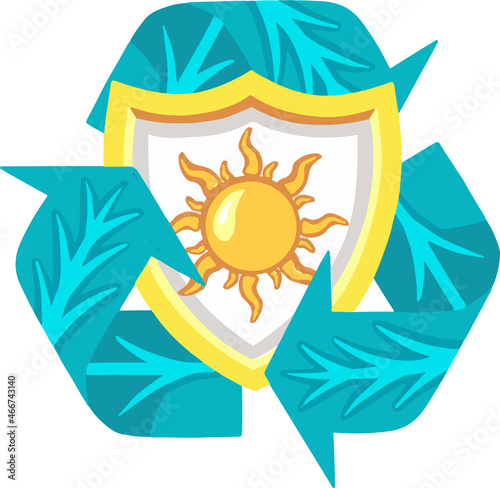 Recycling vector icon symbol with UV protection. Vector illustration