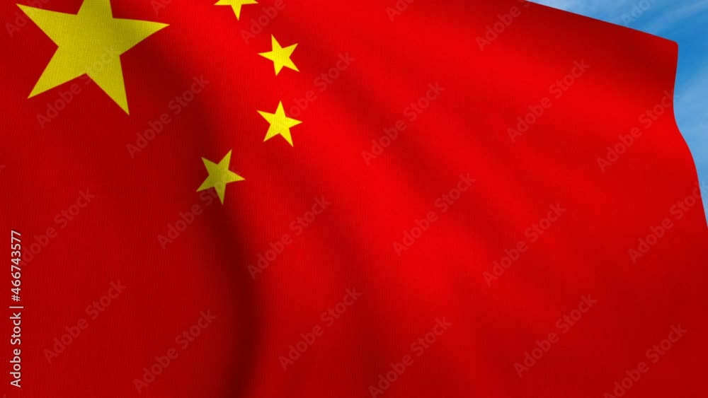3D generated animation, the flag of China flies and reveals, an airport notice board 3D generated animation, the flag of China flies and reveals, an airport notice board