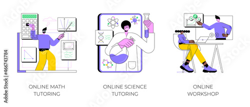 Personalised learning abstract concept vector illustration set. Online math and science tutoring, online workshop, homeschooling, educational platform, video lessons, master class abstract metaphor. photo