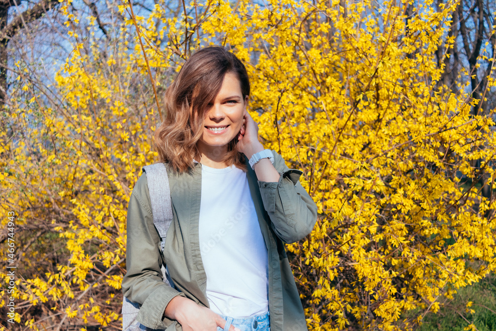 Portrait of happy young woman wearing casual outfit Portrait of happy young woman wearing casual outfit