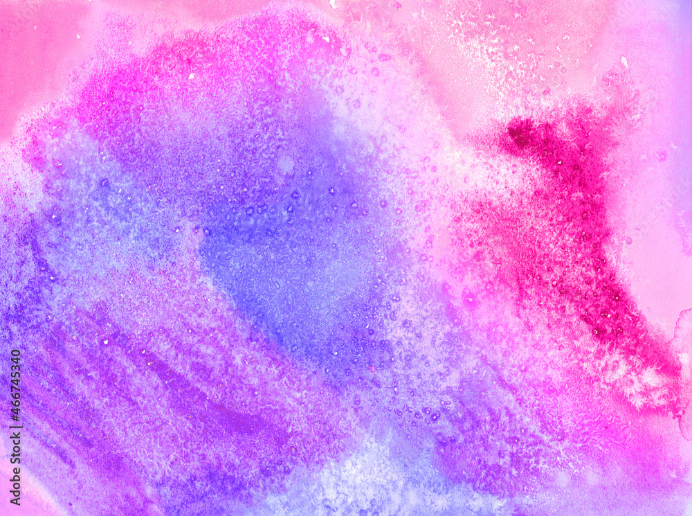 Abstract tye dye and watercolor effect background. Blue, red, pink and purple stains hand painted illustration blue Liquid watercolor effect illustration for presentation, greeting cards and print