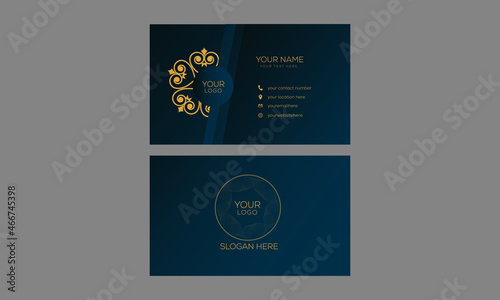 luxury and modern dark black navy business card design with gold style  template

