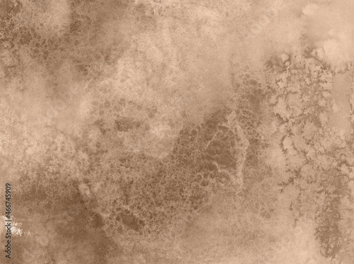 sepia hand painted watercolor abstract grunge background. Brown ink flows texture for greeting cards, wedding invitation, textile design. Old vintage style wallpaper texture, granulated structure