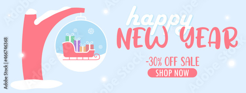 banner 30% off, happy new year, merry christmas, discount 30%, new 2022 year, 2022, holiday, santa