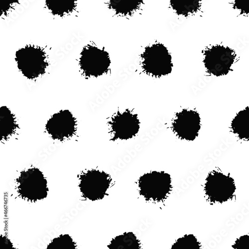 Abstract seamless pattern polka dot. Black blots on white background. Pattern for fabric  wrapping
