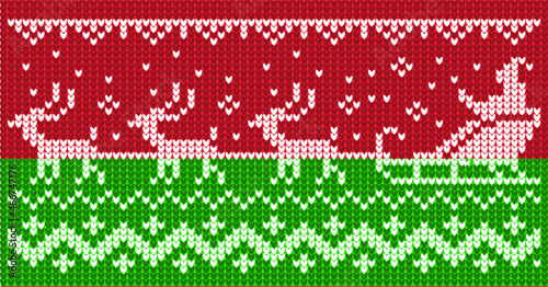 Red ugly sweater pattern Santa Claus and reindeer team vector