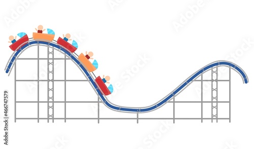 Vector illustration of roller coaster to entertain children, playground theme