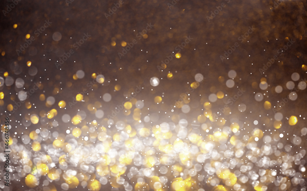 Golden and Silver bokeh blurred glitter lights background newyear eve
