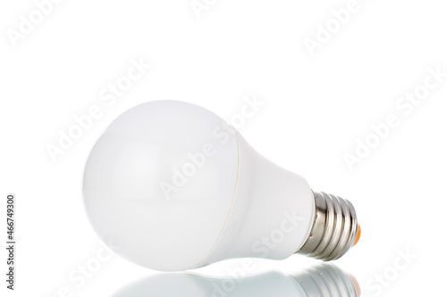One light bulb, close-up, isolated on white.