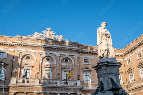 Bild auf Leinwand Recanati, Macerata, Marche, Italy, August 13 2021: The Giacomo Leopardi Statue,