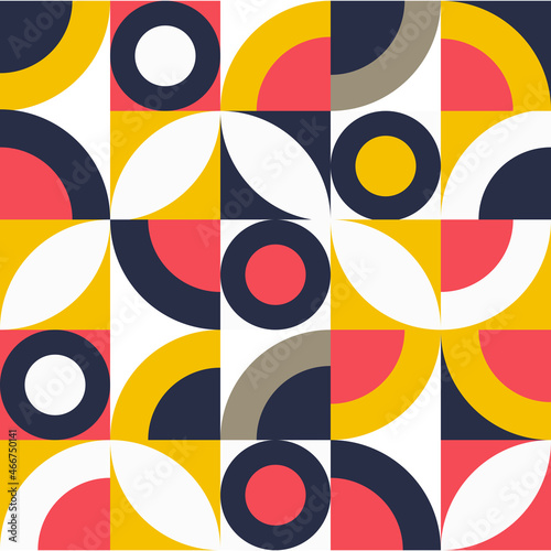 Geometry minimalistic artwork poster with simple shape and figur.Colorful neo geometric poster. Grid with color geometrical shapes minimal absract geometric pattern background, bauhaus design style