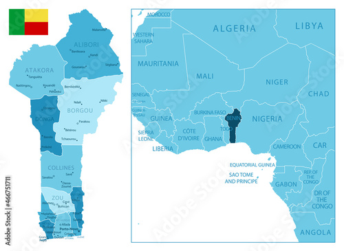 Benin - highly detailed blue map. photo