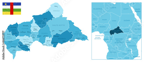Central African Republic - highly detailed blue map.