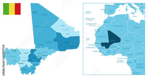 Mali - highly detailed blue map.