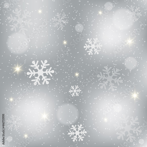 Silver winter background vector christmas decor with lights.