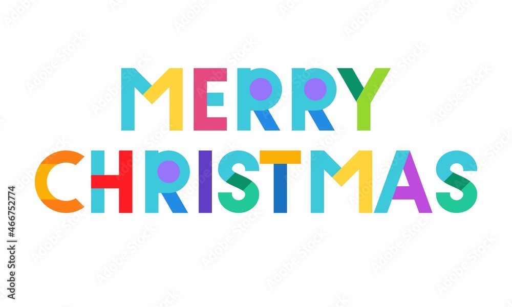 Holiday Lettering, Merry Christmas text Vector illustration Flat font color