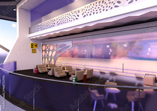 3D Rendering Airport Lounge
