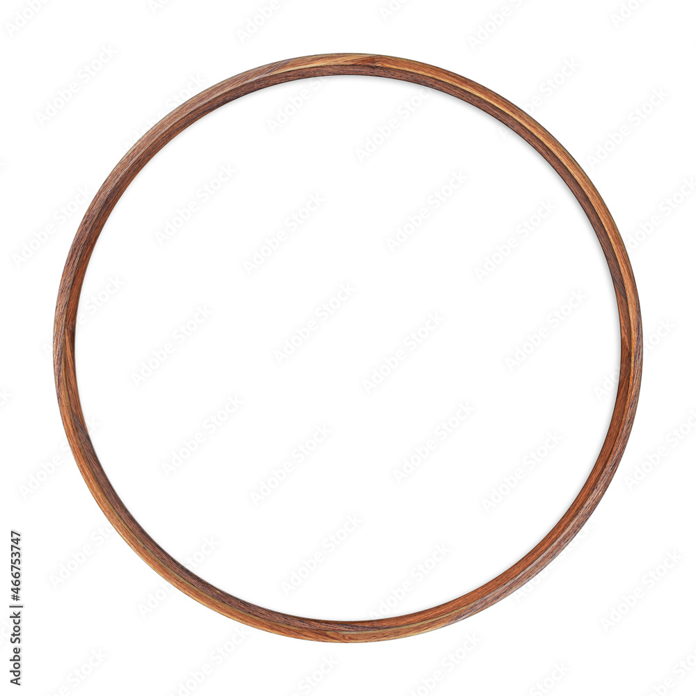 Wooden frame. Empty wooden frame with white blank backing board on white background. Round frame. Empty frame. The layout of the sign. Wooden frame. Empty wooden frame with white blank backing board on white background. Round frame. Empty frame. The layout of the sign.