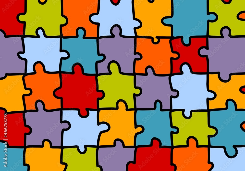 Background with coloured puzzles for packaging and posters and postcard and magazines 