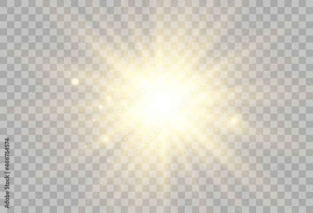 Bright beautiful star.Vector illustration of a light effect on a transparent background. Bright beautiful star.Vector illustration of a light effect on a transparent background.