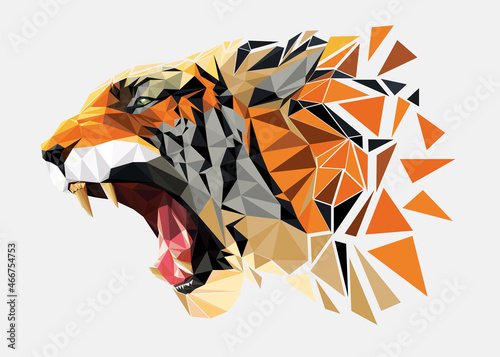 Low poly vector design. Tiger illustration. Year of the tiger 2022.