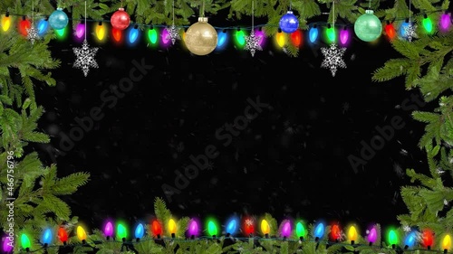 Christmas Light Frame Loop With Alpha Channel, 4K