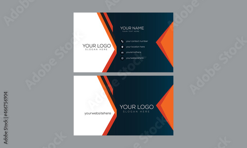creative vector business card navy blue and orange color
