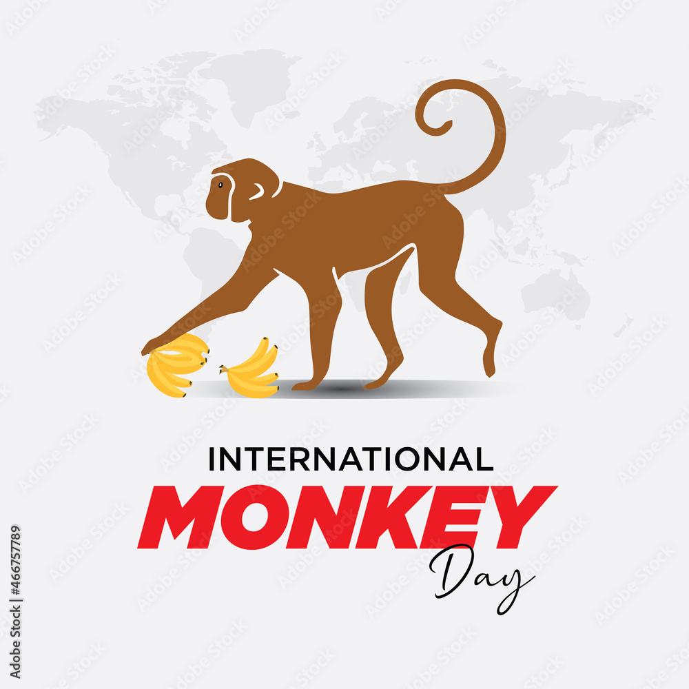 International Monkey Day. December 14. Holiday concept. Template for background, banner, card, poster with text inscription.