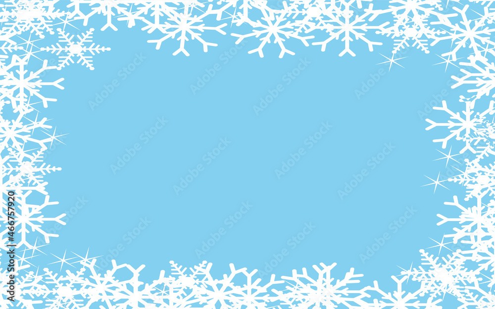 Light blue and white christmas snowflakes background. Vector illustration.