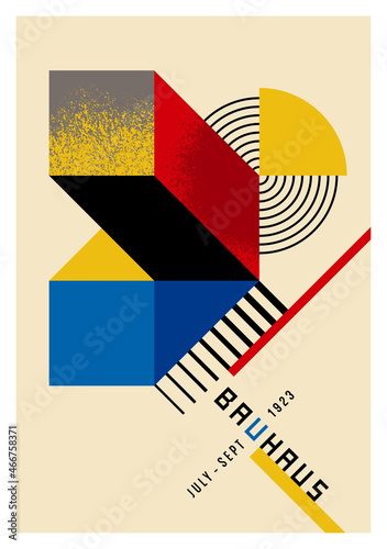 Original Abstract Geometric Bauhaus Inspired Poster Design. photo